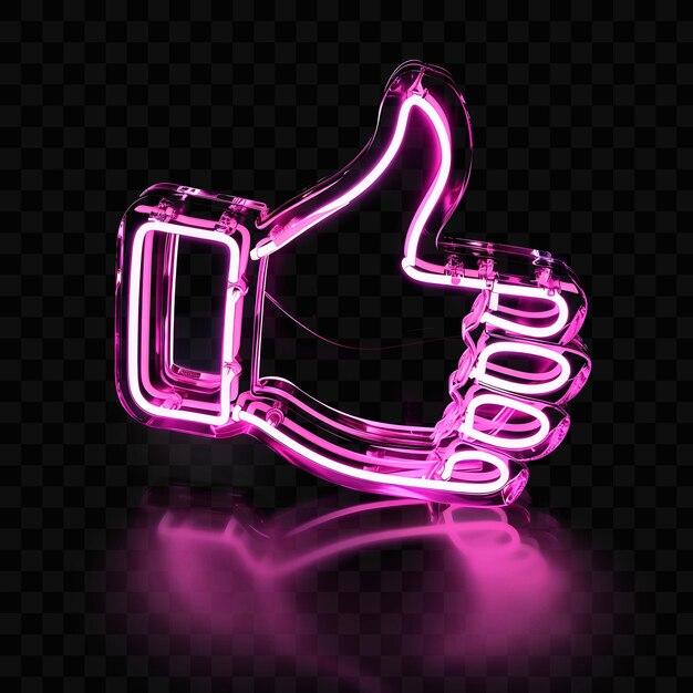 PSD dislike 3d icon with thumbsdown hand made with frosted acry psd y2k glowing neon web logo design