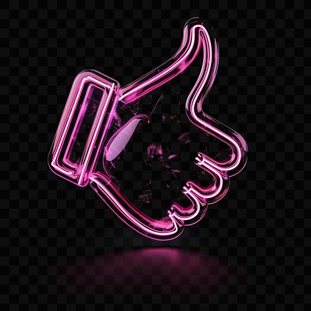 PSD dislike 3d icon with thumbsdown hand made with frosted acry psd y2k glowing neon web logo design