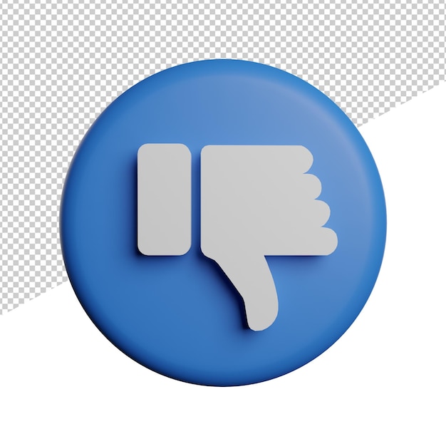 Dislike social media element front view 3d illustration rendering icon transparent background