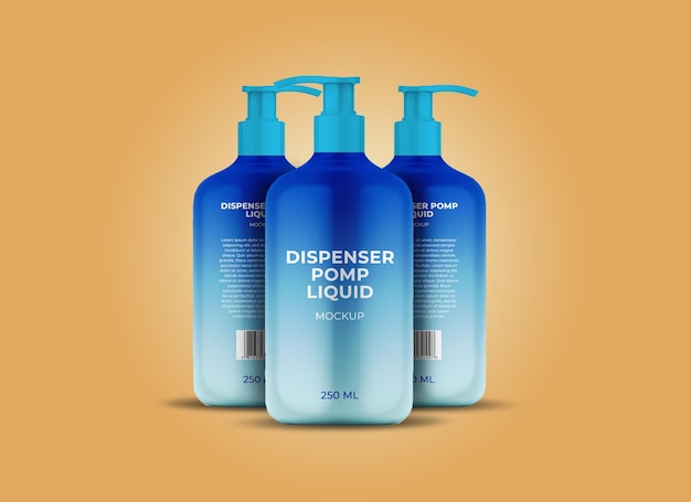 PSD mockup di bottiglia di liquido pompa dispenser