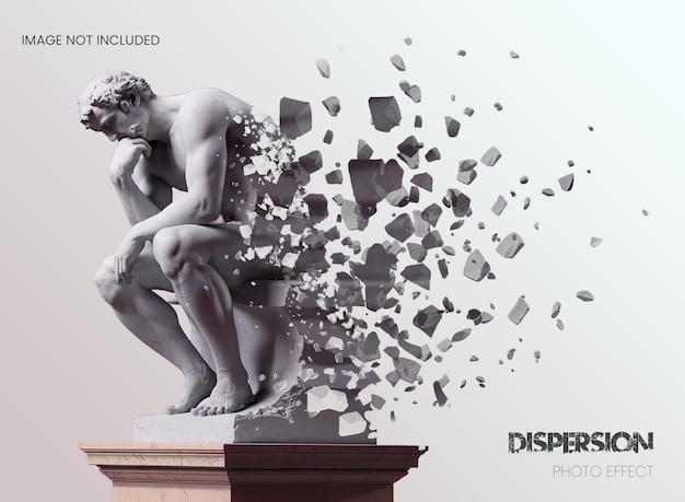 dispersing sculpture illustration with stone fragment effect