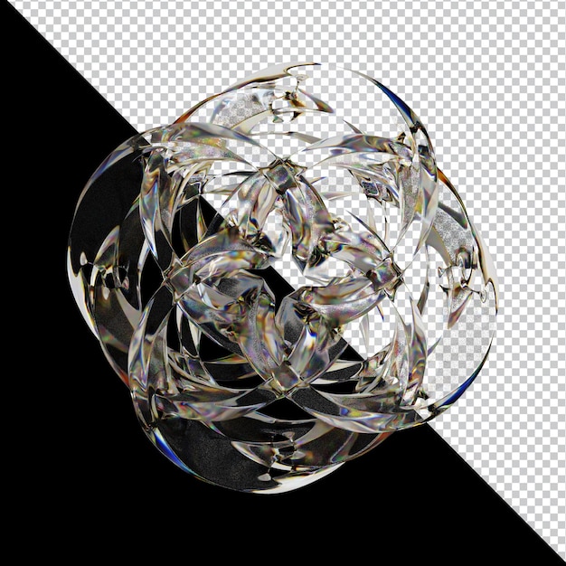 PSD 散らばったガラスの抽象的な形 3dイラスト 鮮やかな色で