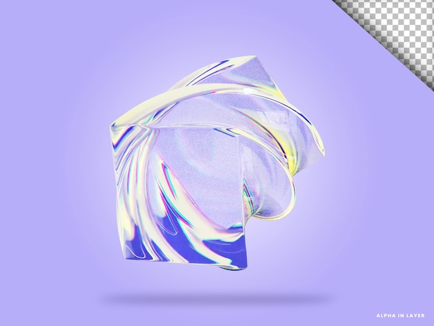 Dispersion glass abstract shape 3d illustration