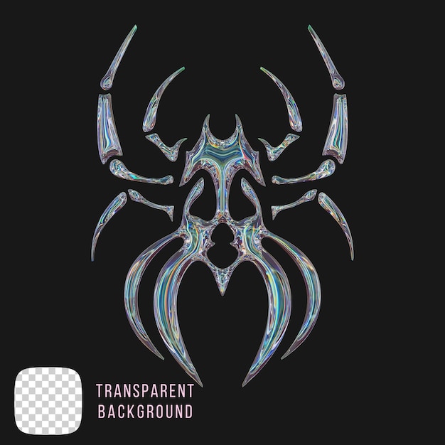 dispersion glass abstract tribal tattoo spider shapes 3d rendering psd