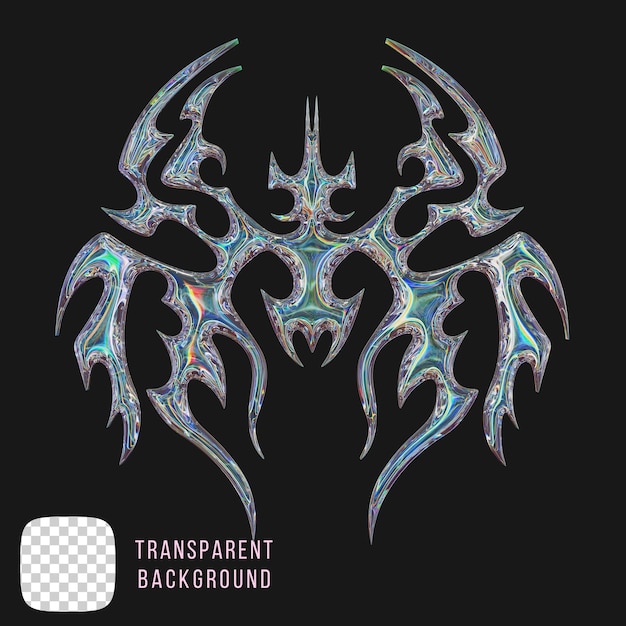 dispersion glass abstract tribal tattoo spider shapes 3d rendering psd