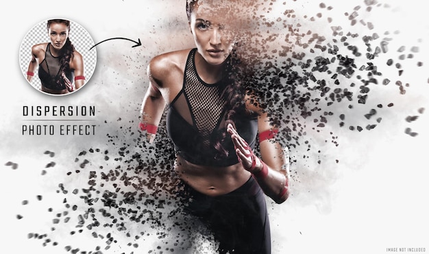 PSD dispersion photo effect with rock explosion mockup