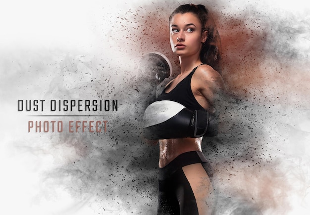 Dispersion photo effect with smoke and dust mockup