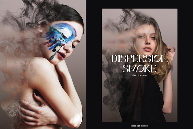 PSD dispersion smoke photo effect for poster