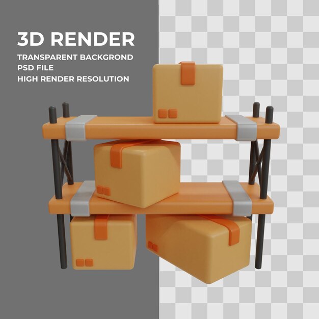 Отображение 3D-рендеринга с несколькими коробками на нем.