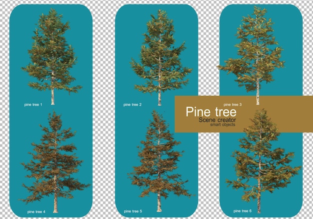 PSD display different patterns of pine trees