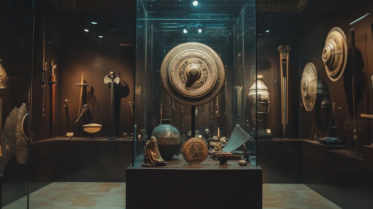 PSD display of historical weapons and artifacts