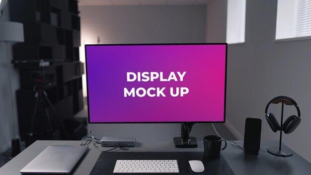 PSD display mockup screen mockup monitor mockup setup mockup gaming setup