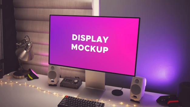 Display mockup screen mockup monitor mockup setup mockup gaming setup