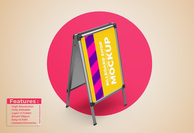 Display stand signboard poster mockup