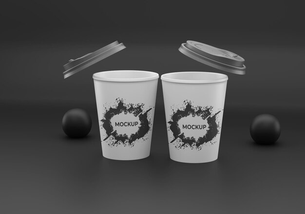 PSD mockup di tazza di caffè nero usa e getta