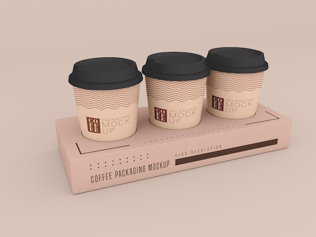 Tazza da caffè usa e getta con mockup di scatola