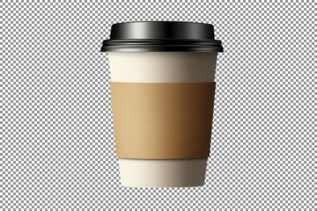 disposable coffee cup with sleeve transparent background