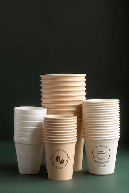 PSD disposable cutlery and cups mockup