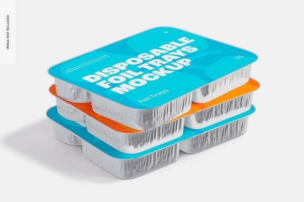 Disposable foil trays mockup, leaned