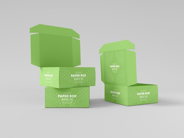 Мокап упаковки одноразовой бумажной коробки