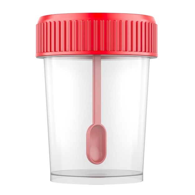 Disposable Stool Sample Container with spoon 3D rendering isolated on transparent background