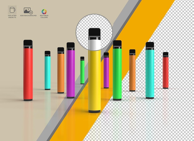 Disposable vape background product image with changeable colors and transparent background image