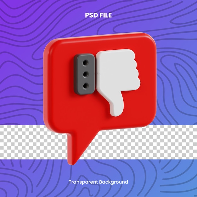 dissatisfaction 3d render icon illustration psd file transparent background