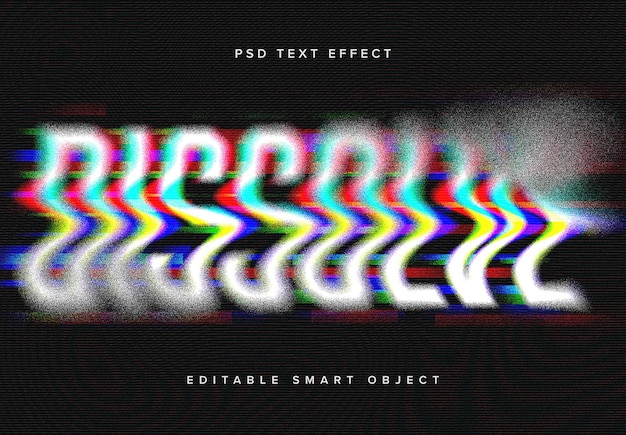 PSD distorting glitch text effect mockup