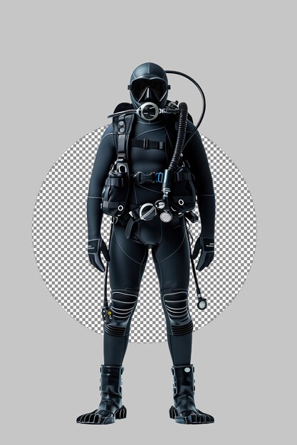 PSD a diver in a black wetsuit