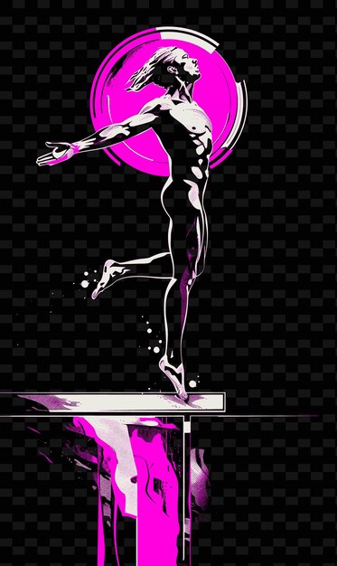 PSD diver jumping off the platform with grace with a poised pos illustration flat 2d sport backgrounde