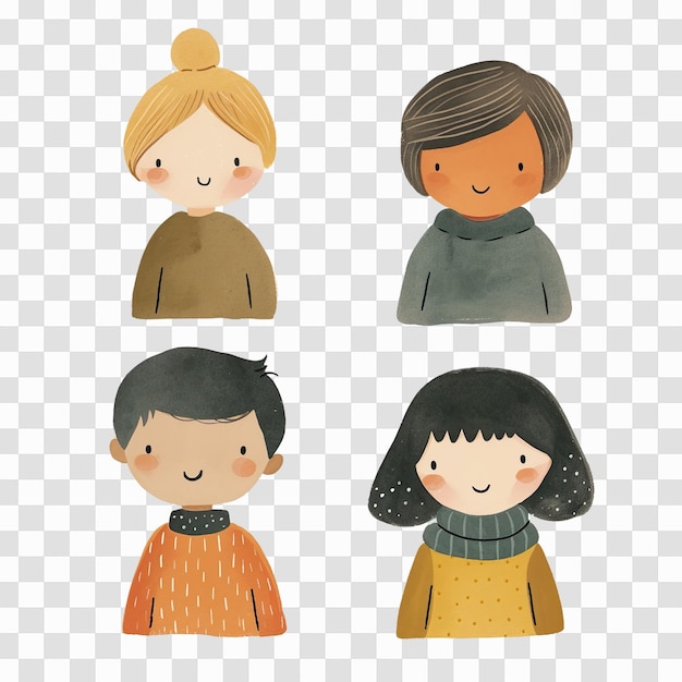 PSD diversi bambini clipart avatars