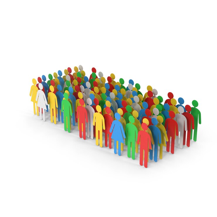 PSD a diverse crowd of colorful 3d cartoon people