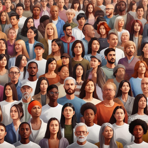 Diverse ethnicities crowd of people