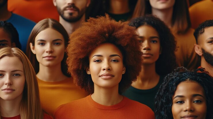 PSD diverse groep jonge volwassenen vrouw in het middelpunt