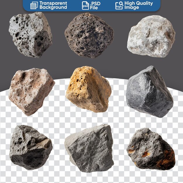 PSD Различный набор больших каменных камней.