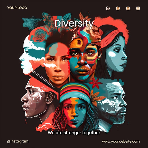 PSD diversity illustration for social media