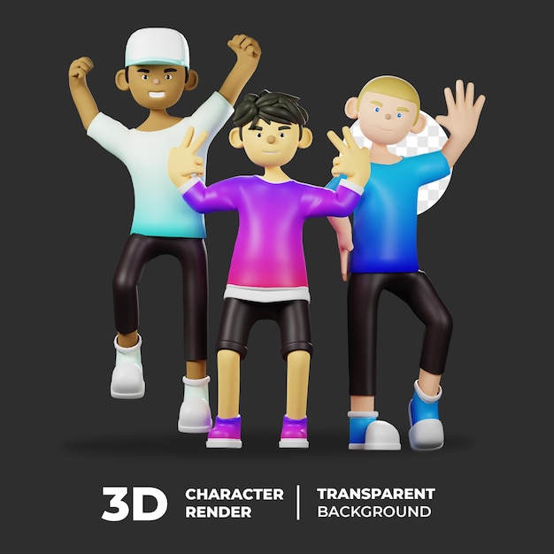 Diversity youth character jumping