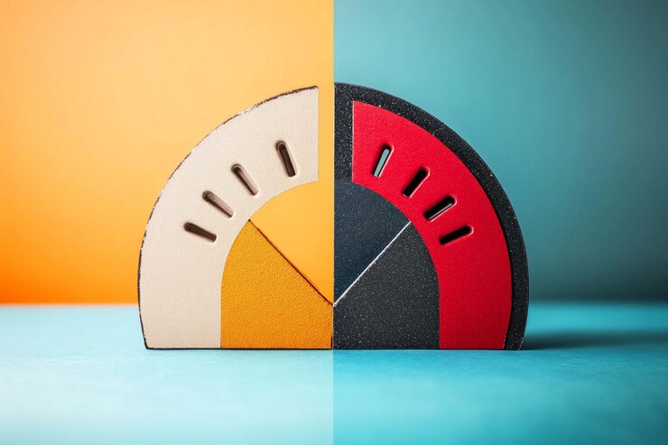 PSD divided progress meter showing partial completion in vibrant colors