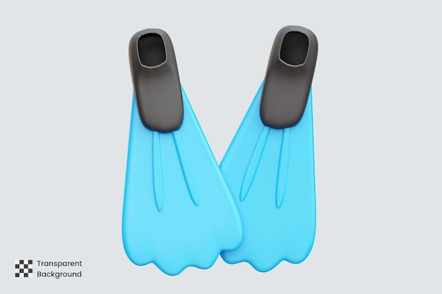 PSD diving fins 3d icon illustrations