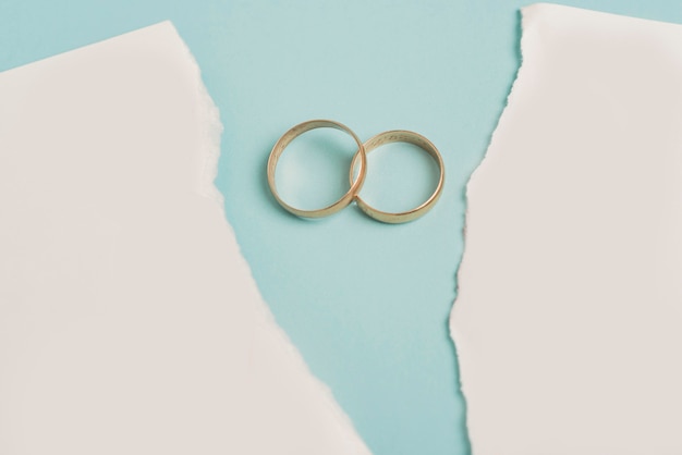 Divorce concept with wedding rings