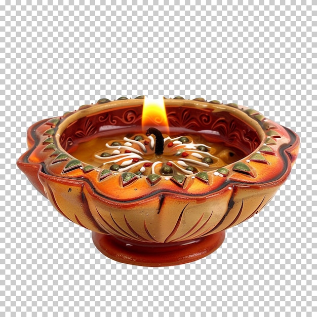 PSD lampada ad olio luminosa decorata con lampada a lampada di diwali isolata su uno sfondo trasparente