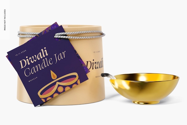 PSD diwali candle jar mockup, vista frontale