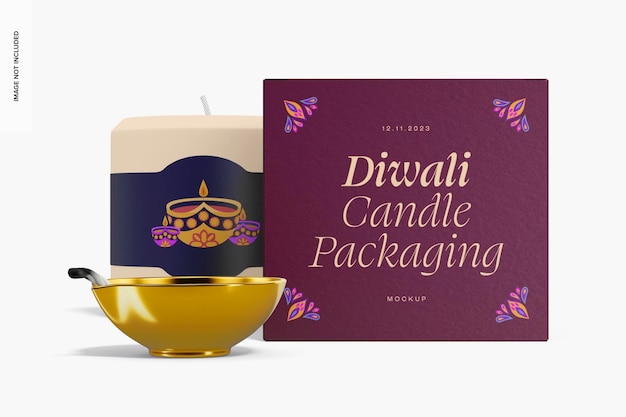 Diwali candle packaging mockup, front view