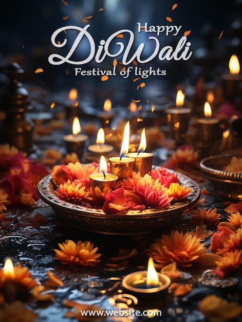 PSD poster di design per la celebrazione di diwali