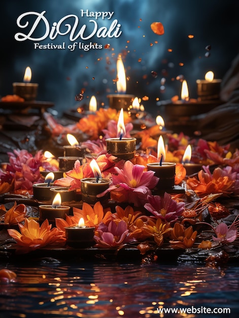 PSD poster di design per la celebrazione di diwali