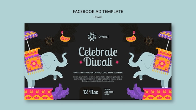 Template di facebook per la celebrazione di diwali