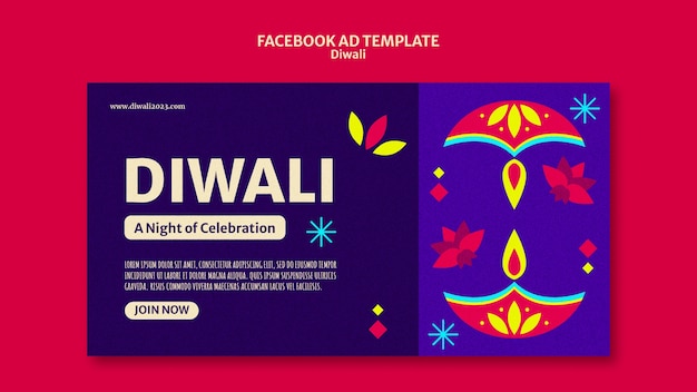 PSD template di facebook per la celebrazione di diwali