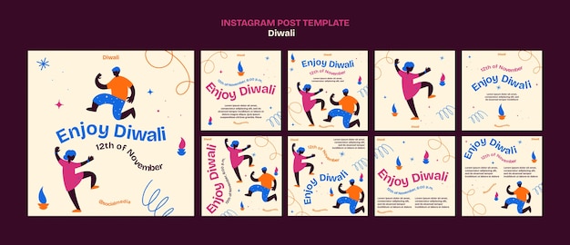 PSD post su instagram per la celebrazione di diwali