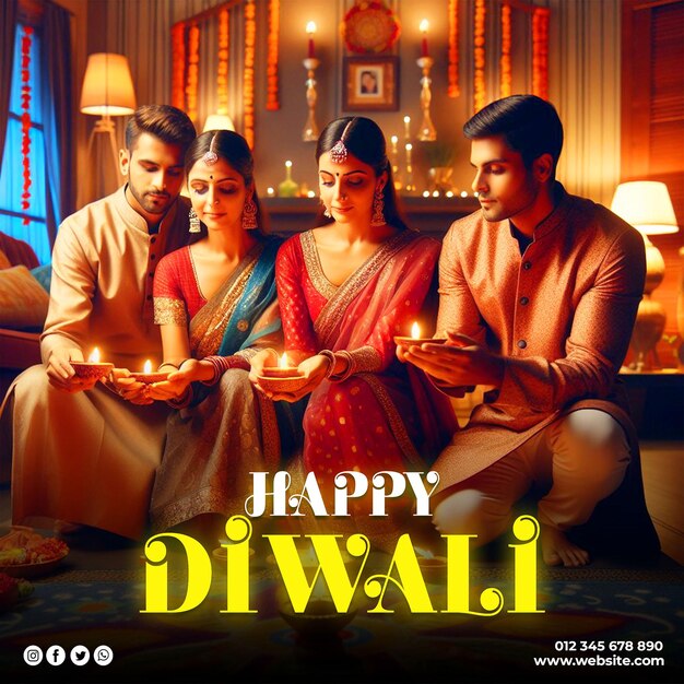 PSD celebrazione di diwali shubh diwali post sui social media