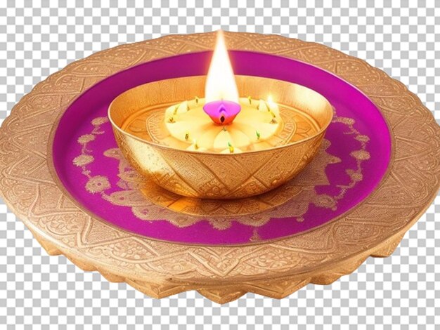 PSD diwali diya with decoration aarti plate